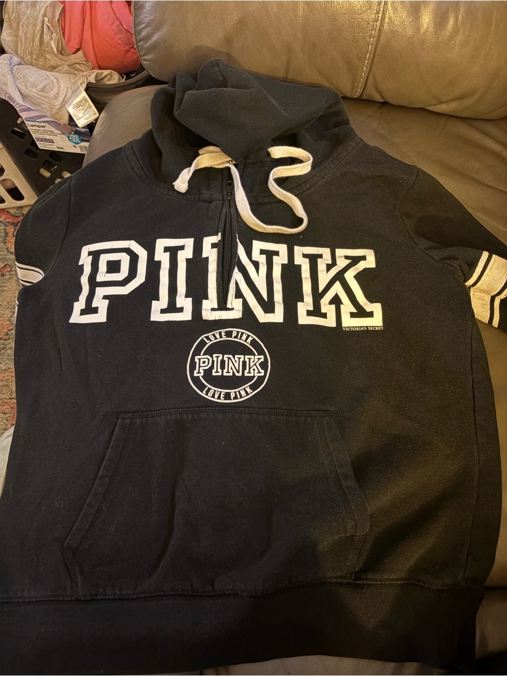 Victoria's Secret PINK Black Hoodie with White Logo